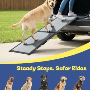 Large Dog Ramp for Car, SUV & Truck 64" – Joint & Spine Relief, Anti-Slip Surface, Heavy-Duty, Stable, Up to 100 lbs view 4