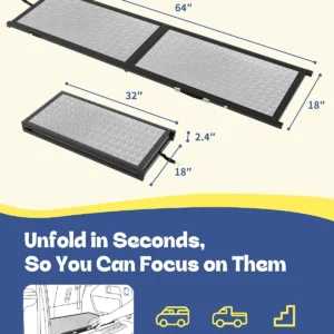 Large Dog Ramp for Car, SUV & Truck 64" – Joint & Spine Relief, Anti-Slip Surface, Heavy-Duty, Stable, Up to 100 lbs view 5