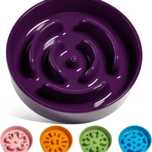 LE TAUCI Ceramic Slow Feeder Dog Bowls Small Breed, 0.6 Cups Dog Food Dish for Fast Eaters, Puzzle Bowl for Small Dogs and Cats,Purple view 1