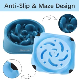 MateeyLife Slow Feeder Dog Bowls 2PCS, Anti-Choking Puzzle Dog Food Bowls, Anti-Slip Interactive Feeding Slow Down Eating, Bloat Stop Maze Dishes for Medium Breeds view 4