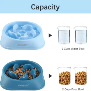 MateeyLife Slow Feeder Dog Bowls 2PCS, Anti-Choking Puzzle Dog Food Bowls, Anti-Slip Interactive Feeding Slow Down Eating, Bloat Stop Maze Dishes for Medium Breeds view 5