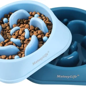 MateeyLife Slow Feeder Dog Bowls 2PCS, Anti-Choking Puzzle Dog Food Bowls, Anti-Slip Interactive Feeding Slow Down Eating, Bloat Stop Maze Dishes for Medium Breeds