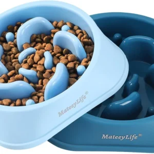 MateeyLife Slow Feeder Dog Bowls 2PCS, Anti-Choking Puzzle Dog Food Bowls, Anti-Slip Interactive Feeding Slow Down Eating, Bloat Stop Maze Dishes for Medium Breeds