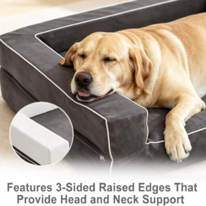 Memory Foam Dog Bed Large 48"x30"x9" 360-Degree Waterproof | For Senior Dogs, For Mobility Issues, Couch-Bolster Style, U shaped YKK Zipper, TPU Liners for All Foams view 4