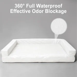 Memory Foam Dog Bed Large 48"x30"x9" 360-Degree Waterproof | For Senior Dogs, For Mobility Issues, Couch-Bolster Style, U shaped YKK Zipper, TPU Liners for All Foams view 5