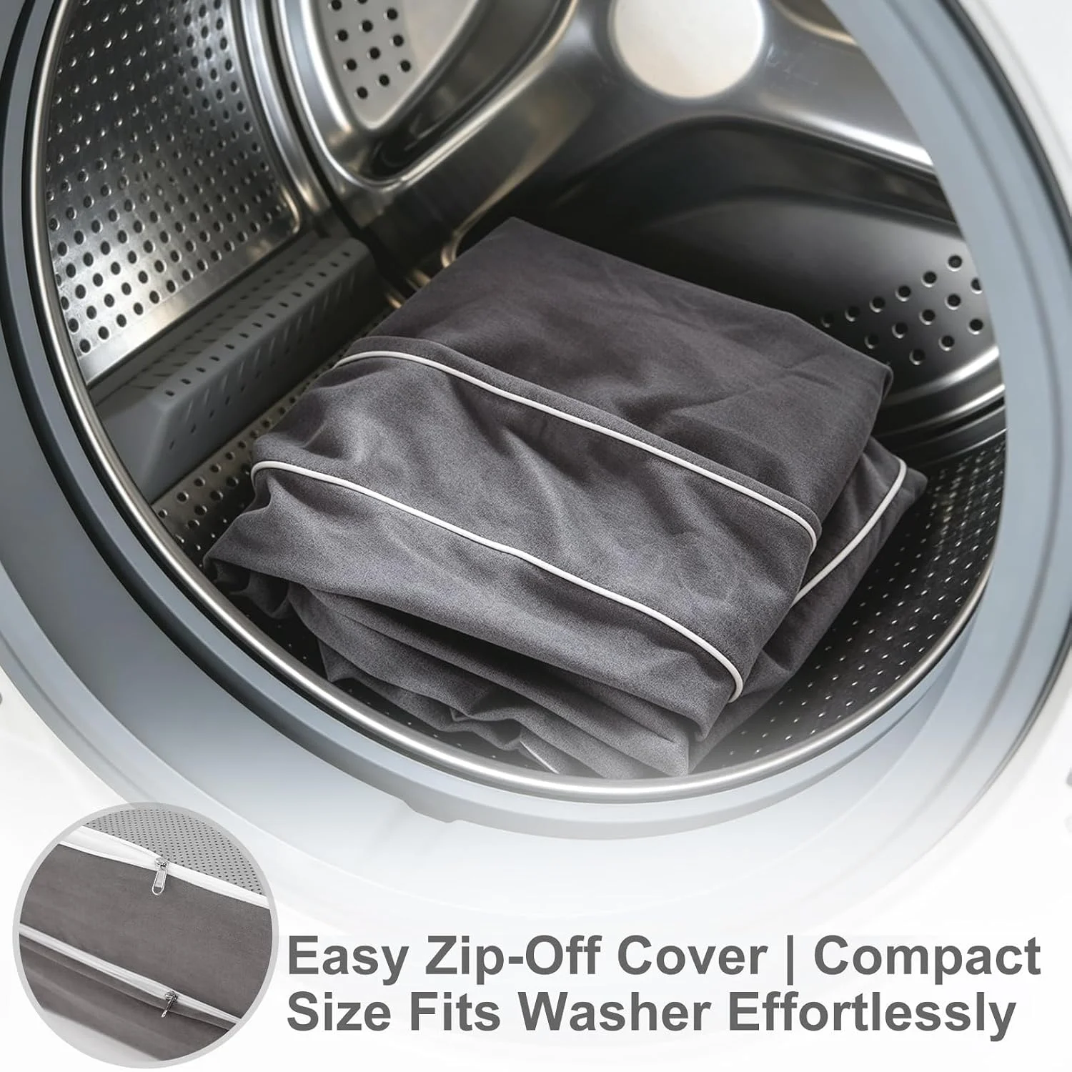 YKK zipper detail on removable dog bed cover