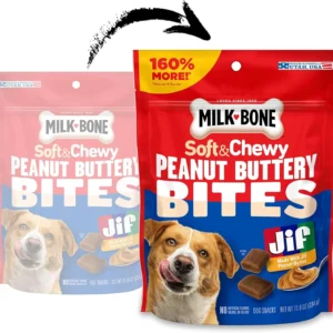 Milk-Bone Peanut Buttery Bites Soft Dog Treats with Jif Peanut Butter, 11.8-Oz. Bag view 2