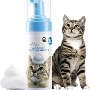 Mooncat Short Hair Cat Shampoo — Waterless Foam, Deodorizing, No Rinse | No bathtub needed, Deodorizes coat, Light scent lasts days, Sensitive skin safe, Kitten safe 8+ weeks, Short hair cats view 1