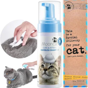 Mooncat Short Hair Cat Shampoo — Waterless Foam, Deodorizing, No Rinse | No bathtub needed, Deodorizes coat, Light scent lasts days, Sensitive skin safe, Kitten safe 8+ weeks, Short hair cats view 2