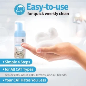 Mooncat Short Hair Cat Shampoo — Waterless Foam, Deodorizing, No Rinse | No bathtub needed, Deodorizes coat, Light scent lasts days, Sensitive skin safe, Kitten safe 8+ weeks, Short hair cats view 6