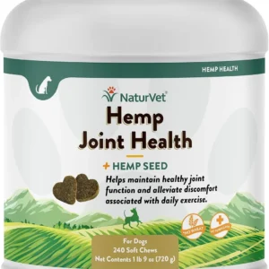 NaturVet Hemp Joint Health Hip & Joint Support Dog Supplement – Soft Chew Supplements for Dogs with Glucosamine, MSM, Chondroitin, Omega 3, Vitamins, Antioxidants – 240 Ct. view 1
