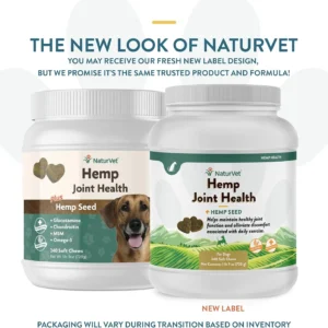 NaturVet Hemp Joint Health Hip & Joint Support Dog Supplement – Soft Chew Supplements for Dogs with Glucosamine, MSM, Chondroitin, Omega 3, Vitamins, Antioxidants – 240 Ct. view 2