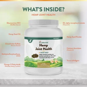 NaturVet Hemp Joint Health Hip & Joint Support Dog Supplement – Soft Chew Supplements for Dogs with Glucosamine, MSM, Chondroitin, Omega 3, Vitamins, Antioxidants – 240 Ct. view 5