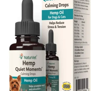 NaturVet – Hemp Quiet Moments Calming Drops - 4 oz – Enhanced with Hemp Seed Oil, L-Tryptophan & Ginger – Helps Reduce Stress & Promote Relaxation – for Dogs & Cats view 1
