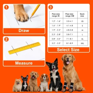 Non-Slip Dog Socks, Double-Sided Silicone Grip Dots for Hardwood Floors, Adjustable Strap with DIY Pet Name Area, Breathable Washable Paw Protection for Senior Dogs, 4-Pack view 5