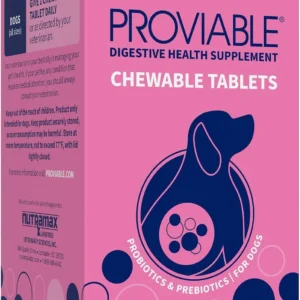 Nutramax Proviable Probiotics for Dogs, Daily Digestive Health Supplement with Multiple Strains of Bacteria, Dog Probiotics Plus Prebiotics, 60 Chewable Tablets view 1