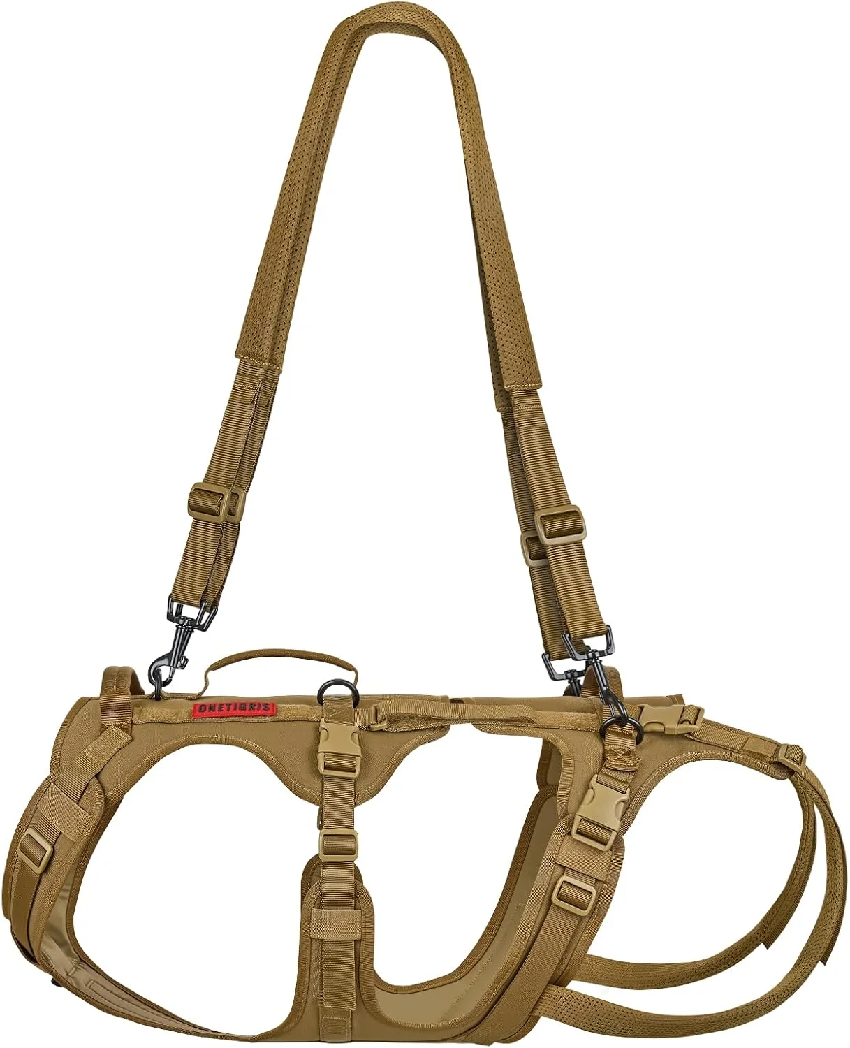 Senior dog wearing OneTigris lift harness for mobility support