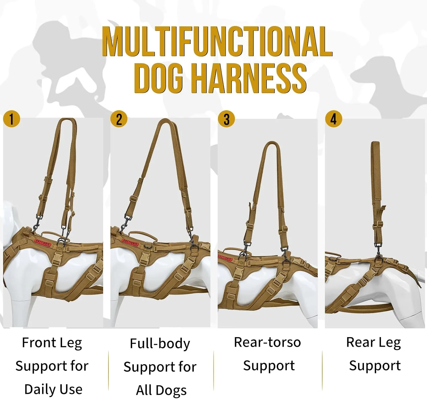 Adjustable dog harness straps for custom fit