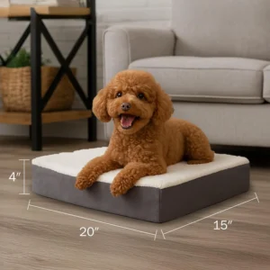 Orthopedic Dog Bed - 2-Layer Memory Foam Crate Mat with Machine Washable Sherpa Cover - 20x15 Pet Bed for Small Dogs Up to 20lbs by PETMAKER (Gray) view 2