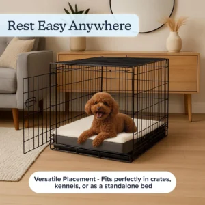 Orthopedic Dog Bed - 2-Layer Memory Foam Crate Mat with Machine Washable Sherpa Cover - 20x15 Pet Bed for Small Dogs Up to 20lbs by PETMAKER (Gray) view 6