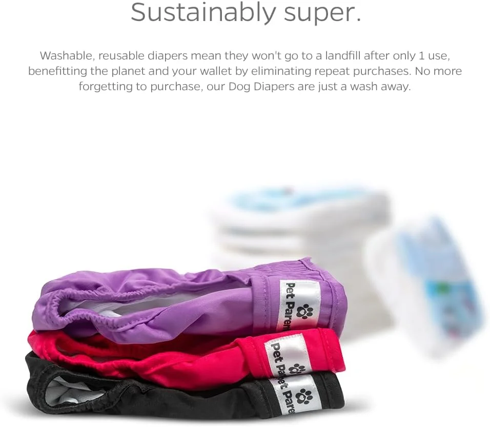 Various sizes of diapers for different dog breeds