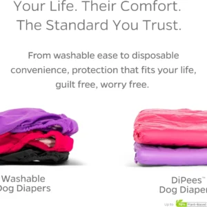 Pet Parents® Washable Dog Diapers (3pack) + Extendrs® of Durable Doggie Diapers, Premium Dog Diapers Female (Large, Princess)