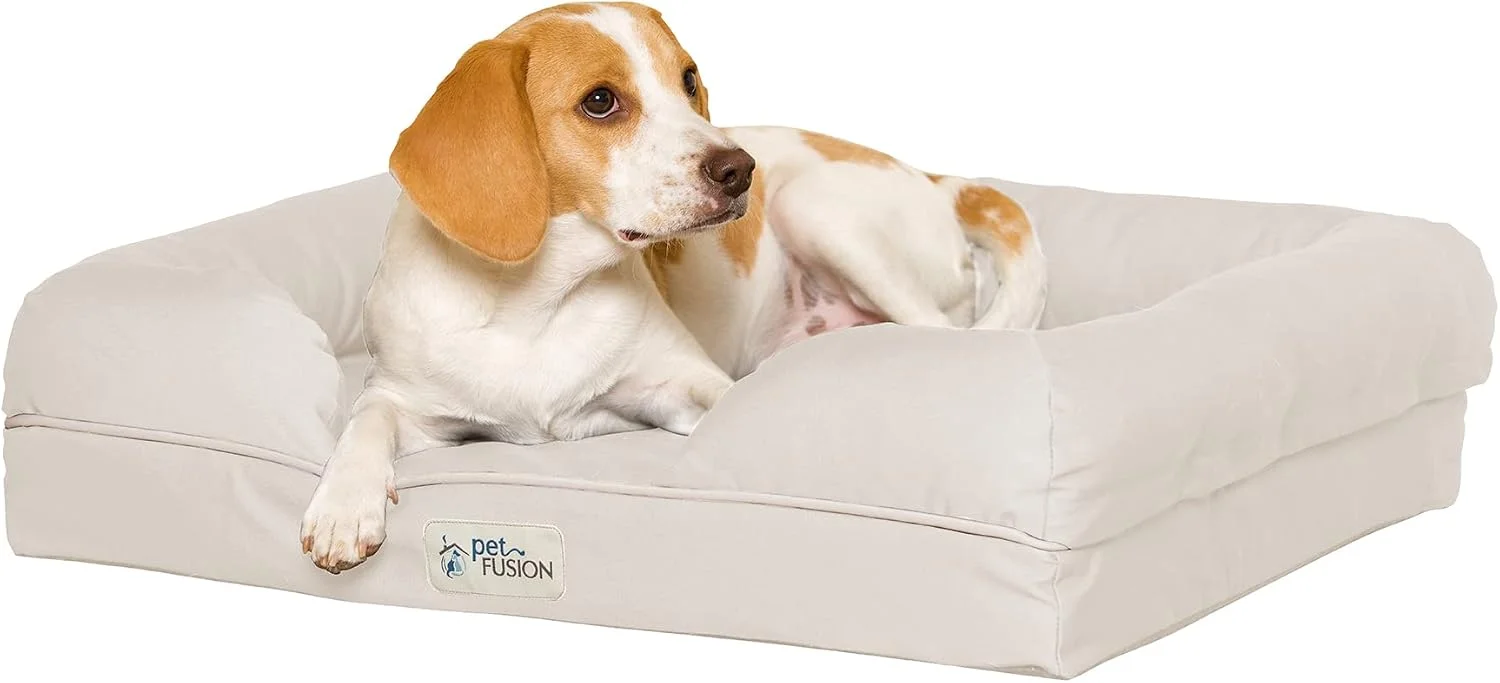 PetFusion Ultimate Dog Bed, Orthopedic Memory Foam, Multiple Sizes and Colors, Medium Firmness Pillow, Waterproof Liner, YKK Zippers, Breathable 35% Cotton Cover