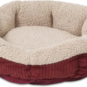 Petmate Aspen Pet Self Warming Round Bed, 19.5 Inches, Barn Red and Cream view 1