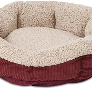 Petmate Aspen Pet Self Warming Round Bed, 19.5 Inches, Barn Red and Cream view 3