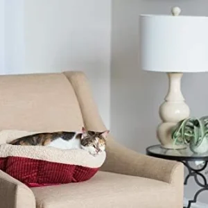 Petmate Aspen Pet Self Warming Round Bed, 19.5 Inches, Barn Red and Cream view 4