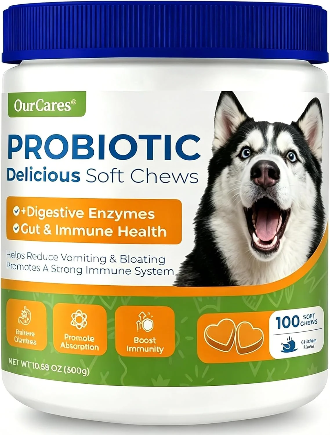 Senior dog enjoying a probiotic soft chew
