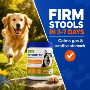 Probiotics for Dogs – Probiotic Chews with 4.8 Billion CFU, Digestive Enzymes & Pumpkin | Dog Gut Health Supplement for Diarrhea, Gas & Sensitive Stomach | Soft Chews for Senior Dogs view 4