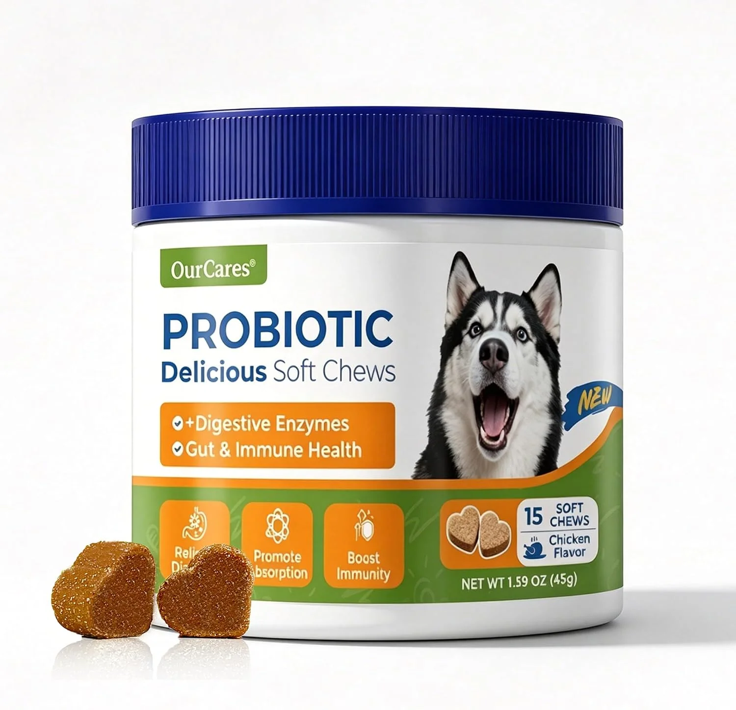 Probiotics for Dogs – Probiotic Chews with 4.8 Billion CFU, Digestive Enzymes & Pumpkin | Dog Gut Health Supplement for Diarrhea, Gas & Sensitive Stomach | Soft Chews for Senior Dogs
