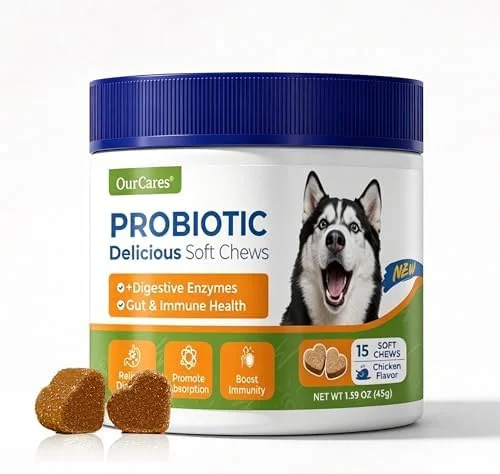 Probiotics for Dogs – Probiotic Chews with 4.8 Billion CFU, Digestive Enzymes & Pumpkin | Dog Gut Health Supplement for Diarrhea, Gas & Sensitive Stomach | Soft Chews for Senior Dogs
