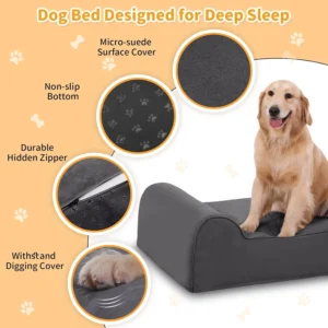 Rainmr Orthopedic Dog Beds for Large Dogs, 7" Memory Foam Dog Beds with Waterproof Liner, Durable Microsuede Cover, Removable and Washable, Nonskid Bottom, 48"x30"x7" L Grey view 3