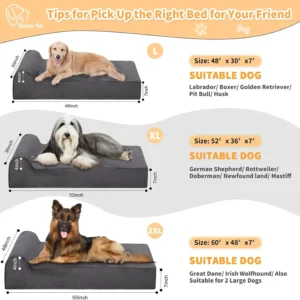 Rainmr Orthopedic Dog Beds for Large Dogs, 7" Memory Foam Dog Beds with Waterproof Liner, Durable Microsuede Cover, Removable and Washable, Nonskid Bottom, 48"x30"x7" L Grey view 5