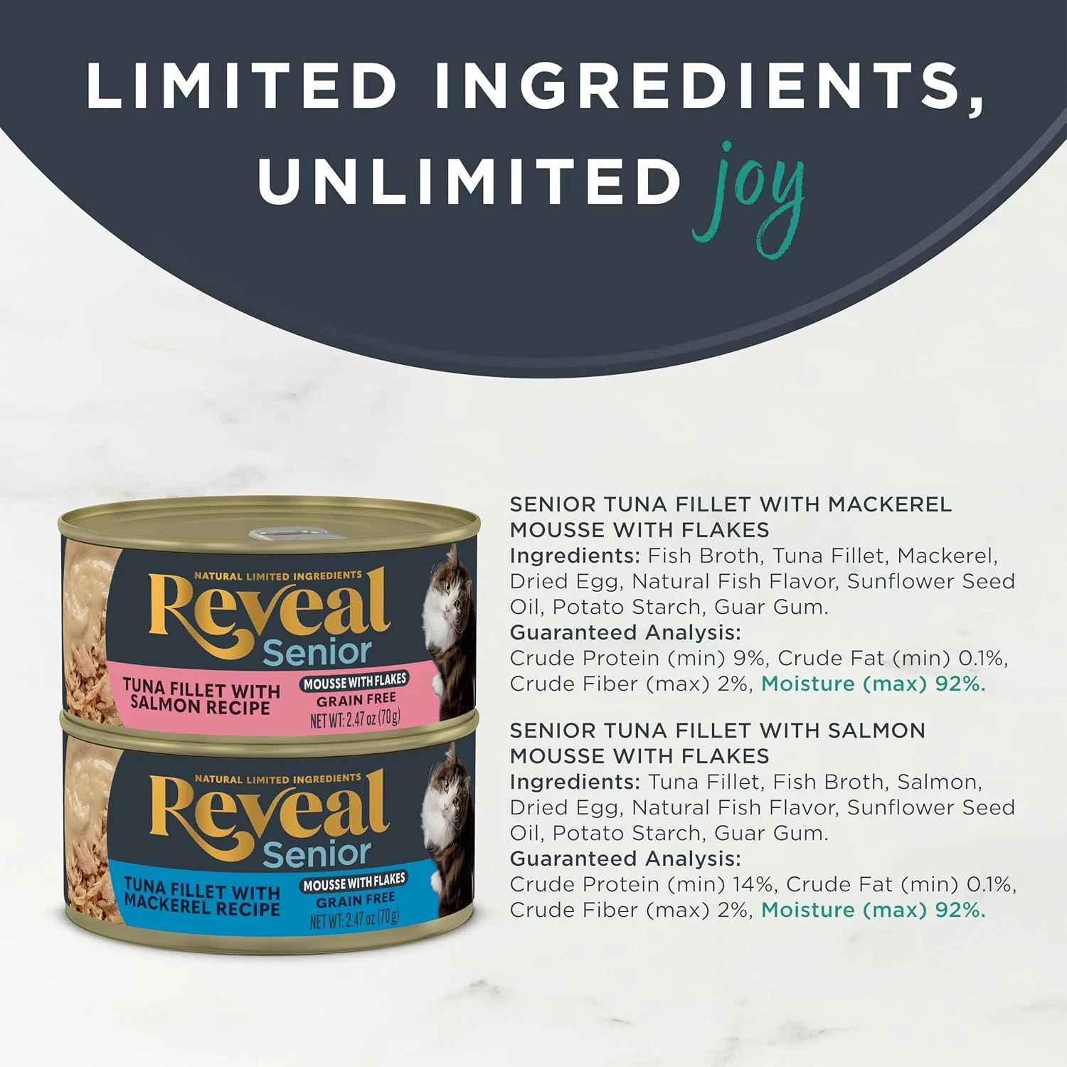 Close up of Reveal tuna flakes texture