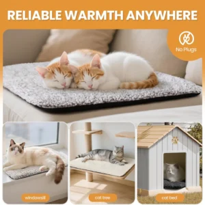 Self Warming Cat Bed Self Heating Cat Dog Mat 29.1 x 18.9 inch Extra Warm Thermal Pet Pad for Indoor Outdoor Pets with Removable Cover Non-Slip Bottom Washable view 6