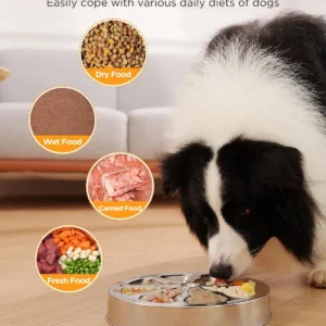 Slow Feeder Dog Bowls – Stainless Steel Non-Slip Metal Bowl for Slow Feeding, 5 Cups Large Capacity, Double-Sided Design for Dry, Wet, or Raw Food, Ideal for Small, Medium, Large Dogs view 3