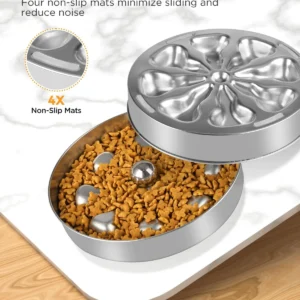 Slow Feeder Dog Bowls – Stainless Steel Non-Slip Metal Bowl for Slow Feeding, 5 Cups Large Capacity, Double-Sided Design for Dry, Wet, or Raw Food, Ideal for Small, Medium, Large Dogs view 5