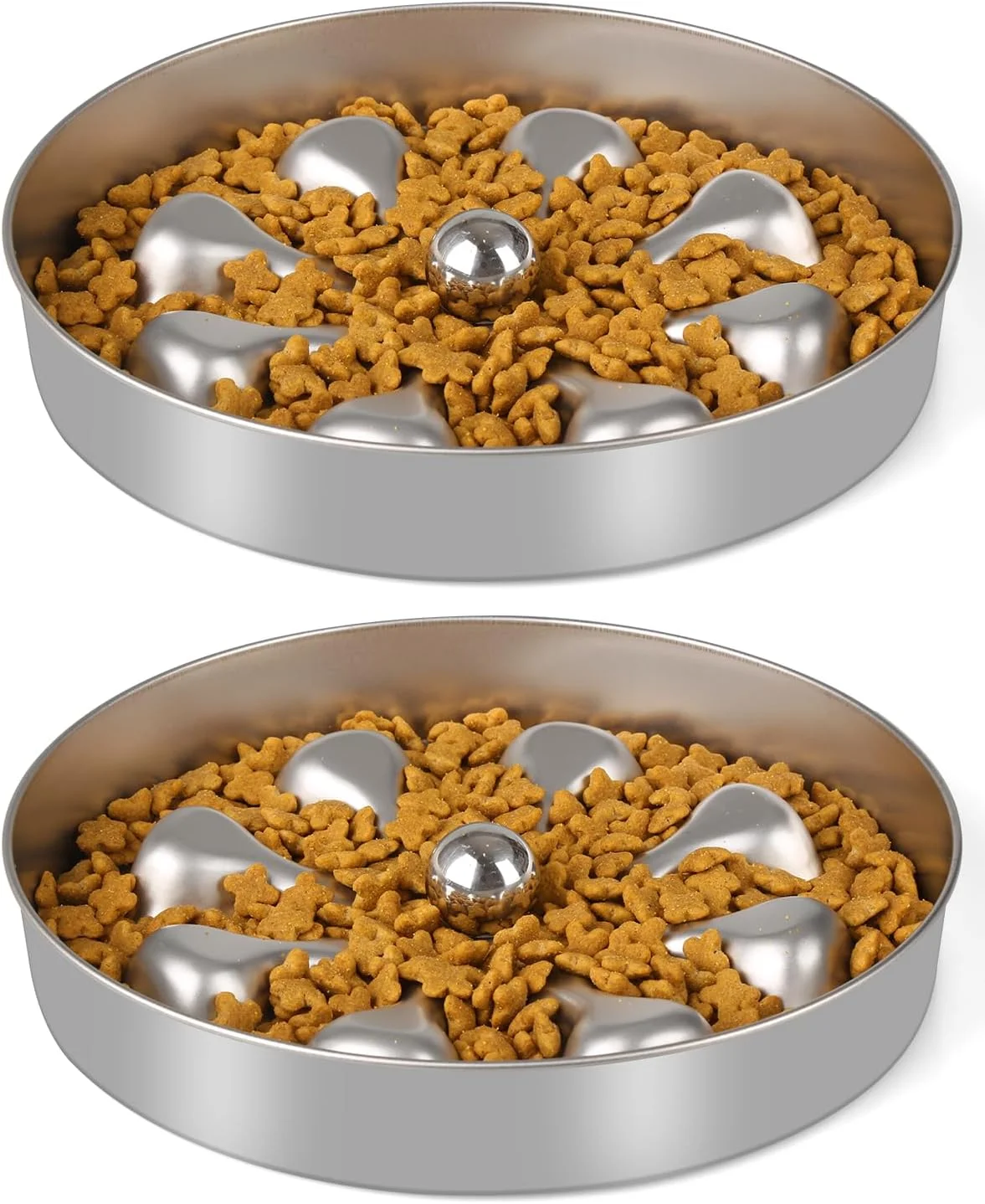 Slow Feeder Dog Bowls – Stainless Steel Non-Slip Metal Bowl for Slow Feeding, 5 Cups Large Capacity, Double-Sided Design for Dry, Wet, or Raw Food, Ideal for Small, Medium, Large Dogs
