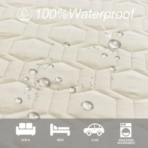 Tcksstex Waterproof and Anti-Slip Dog Bed Cover and Pet Blanket Sofa Pet Bed Mat ,car Incontinence Mattress Protectors Furniture Couch Cover for Most Cats Dogs, Pets(52x82-Ivory) view 2