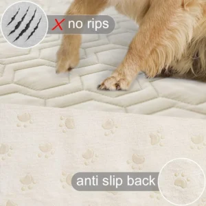 Tcksstex Waterproof and Anti-Slip Dog Bed Cover and Pet Blanket Sofa Pet Bed Mat ,car Incontinence Mattress Protectors Furniture Couch Cover for Most Cats Dogs, Pets(52x82-Ivory) view 3