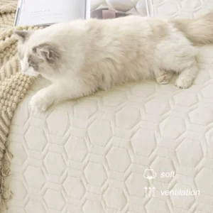 Tcksstex Waterproof and Anti-Slip Dog Bed Cover and Pet Blanket Sofa Pet Bed Mat ,car Incontinence Mattress Protectors Furniture Couch Cover for Most Cats Dogs, Pets(52x82-Ivory) view 5
