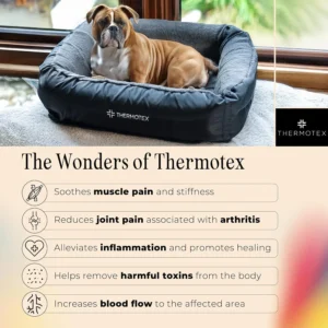 Thermotex Far Infrared Heated Pet Bed - Heated Cat & Dog Bed for Pain Relief & Arthritis - Therapeutic Heat Pad for Elderly Pet Support & Relaxation - Machine Washable view 2