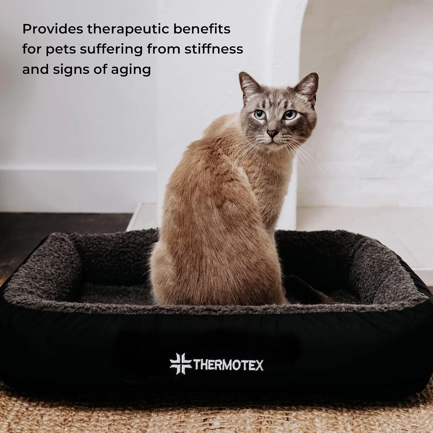 Happy dog sleeping on the Thermotex bed