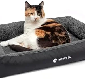 Thermotex Far Infrared Heated Pet Bed - Heated Cat & Dog Bed for Pain Relief & Arthritis - Therapeutic Heat Pad for Elderly Pet Support & Relaxation - Machine Washable