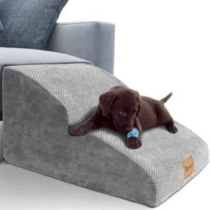 Topmart High Density Extended Foam Dog Ramp&Steps 2 Tiers,11.8" High | Non-Slip Dog Stairs,Soft Foam Pet Ladder with Removable Cover,Best for Injured,Older Cats,Pets with Joint Pain view 1