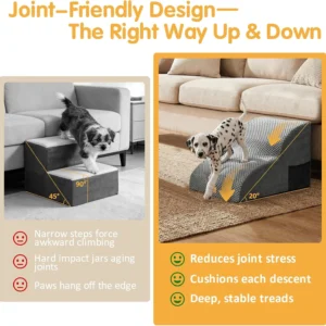 Topmart High Density Extended Foam Dog Ramp&Steps 2 Tiers,11.8" High | Non-Slip Dog Stairs,Soft Foam Pet Ladder with Removable Cover,Best for Injured,Older Cats,Pets with Joint Pain view 2