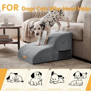 Topmart High Density Extended Foam Dog Ramp&Steps 2 Tiers,11.8" High | Non-Slip Dog Stairs,Soft Foam Pet Ladder with Removable Cover,Best for Injured,Older Cats,Pets with Joint Pain view 6